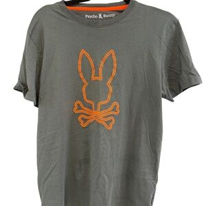Psycho Bunny Charcoal Gray T-Shirt – Large Logo – Size 4 (Large) 🐇💀